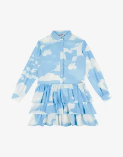 Moschino Girl^Allover Clouds crêpe dress LIGHT BLUE