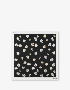 Moschino Scarves & Foulard^Allover Daisy Silk Scarf BLACK