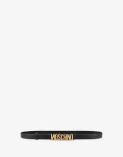 Moschino Belts^Belt with mini Lettering logo BLACK