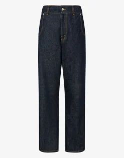 Moschino Pants & Shorts^Blue denim pants Laurel Crown Patch DARK DENIM