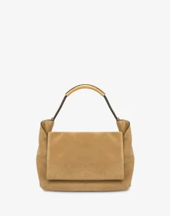 Moschino Shoulder Bags^Braided Suede Handle Me Bag BEIGE