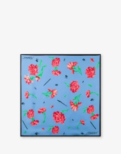 Moschino Scarves & Foulard^Carnation Print Silk Scarf AZURE