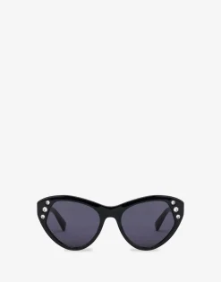 Moschino Sunglasses^Cat eye sunglasses with rhinestones BLACK