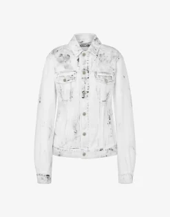 Moschino Jackets|Co-ords^Cotton bull jacket Laurel Crown Patch WHITE