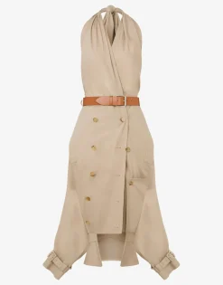 Moschino Dresses^Cotton Canvas Dress with Trench Details LIGHT BROWN
