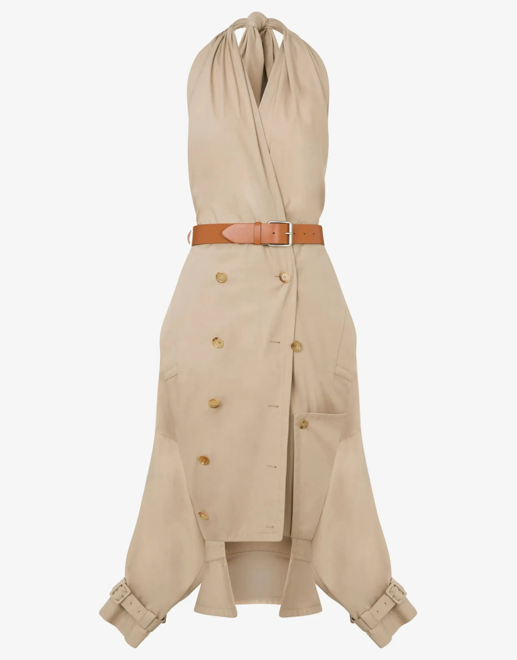 Moschino Dresses^Cotton Canvas Dress with Trench Details LIGHT BROWN
