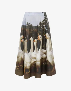 Moschino Skirts^Cotton Gabardine Skirt Goose MULTICOLOURED