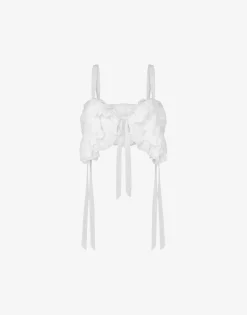 Moschino Shirts & Tops^Cotton voile and silk crop top WHITE
