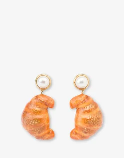 Moschino Jewelry^Croissant Drop Earrings BROWN ORANGE