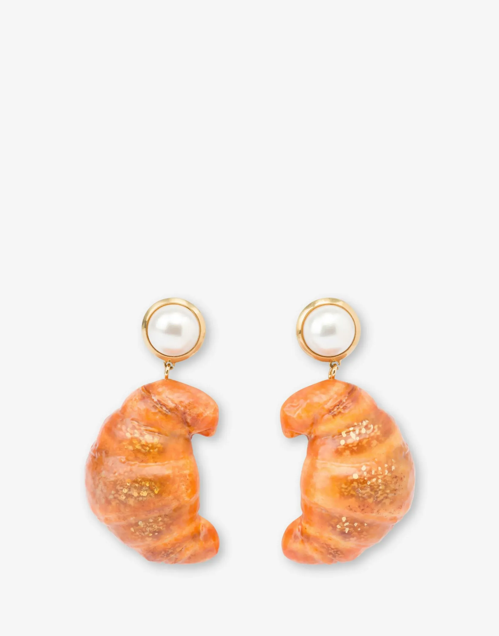 Moschino Jewelry^Croissant Drop Earrings BROWN ORANGE