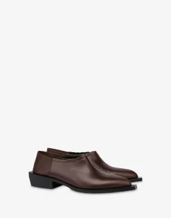 Moschino Flats^Cuban Heel shootie DARK BROWN
