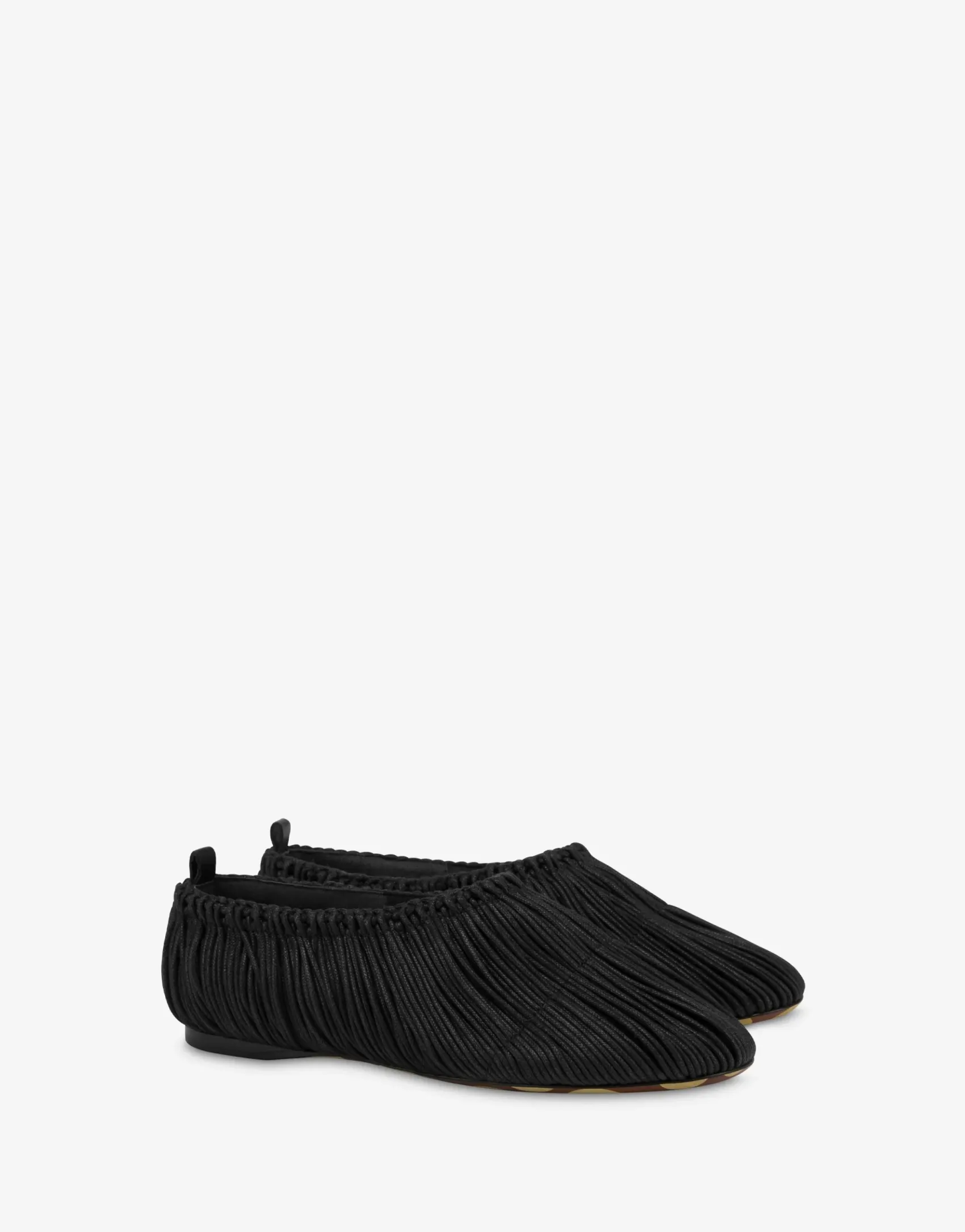 Moschino Flats^Duck Waxed Lace Ballerinas BLACK