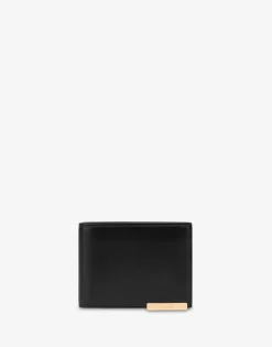 Moschino Wallets & Accessories^Flap calfskin wallet BLACK