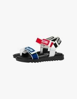 Moschino Girls Shoes|Girl^Flat Sandals with strap and logo MULTICOLOURED