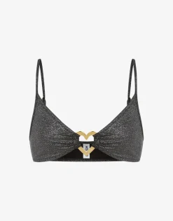 Moschino Swimwear^Glitter Metal Heart Bikini Top BLACK
