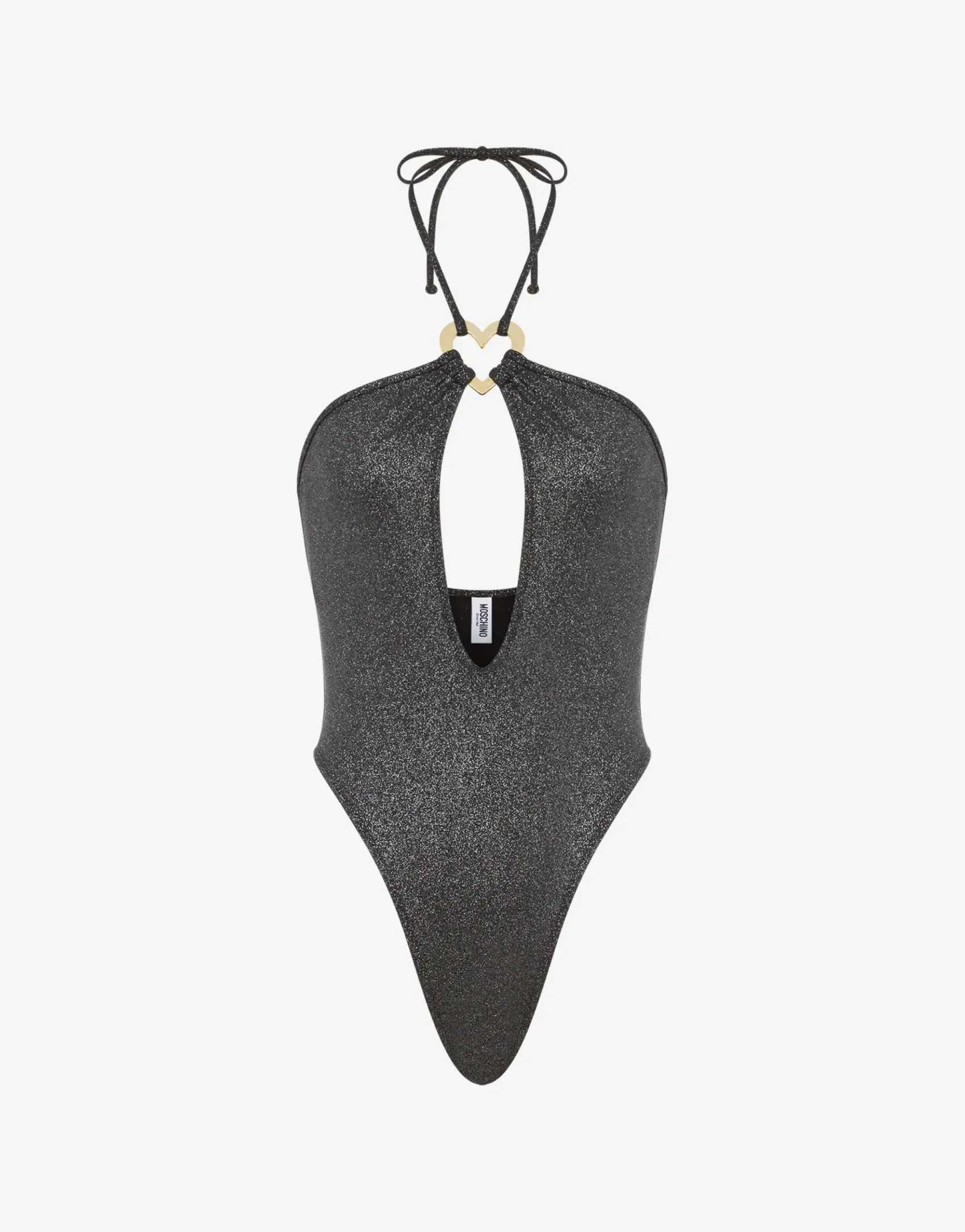 Moschino Swimwear^Glitter Metal Heart One-piece Swimsuit BLACK