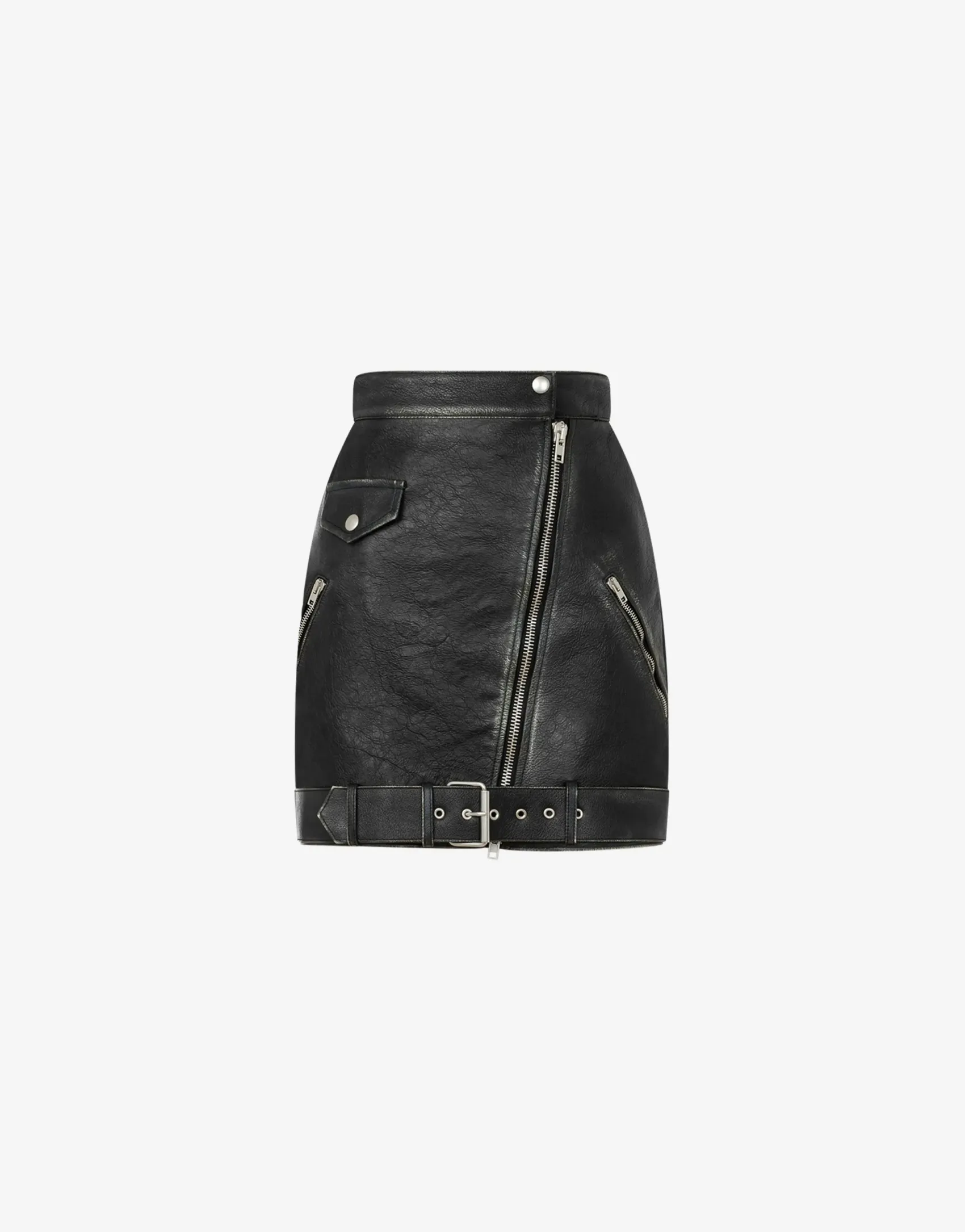 Moschino Co-ords|Skirts^Heavy nappa leather mini skirt BLACK