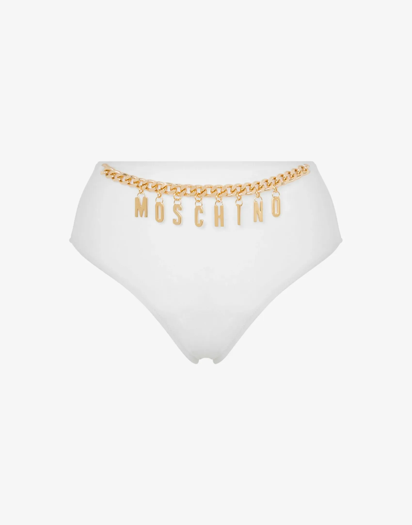 Moschino Swimwear^High-waist Lettering Charm Swim Briefs WHITE