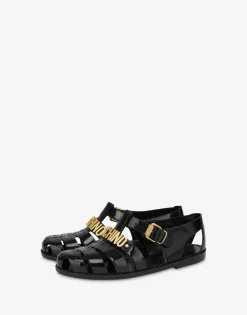 Moschino Flats^Jelly sandals with Lettering logo BLACK