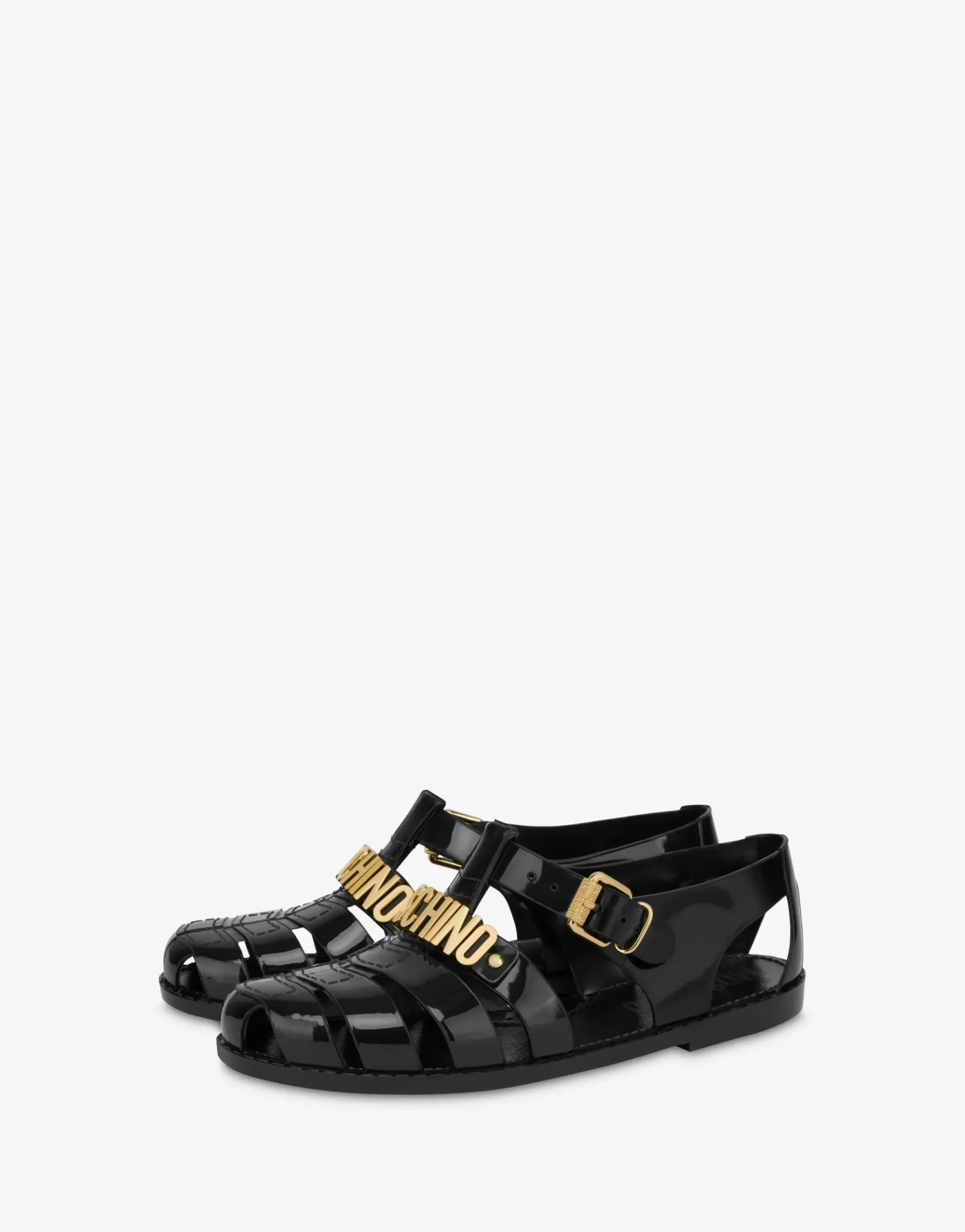 Moschino Flats^Jelly sandals with Lettering logo BLACK