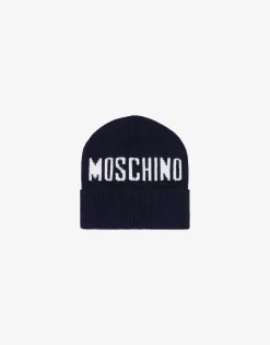 Moschino Girl|Boy^Knit hat with logo BLUE NAVY