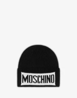 Moschino Hats & Gloves^Knit hat with logo BLACK