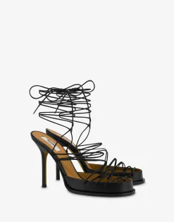 Moschino Sandals^Laced High Calf Sandals BLACK