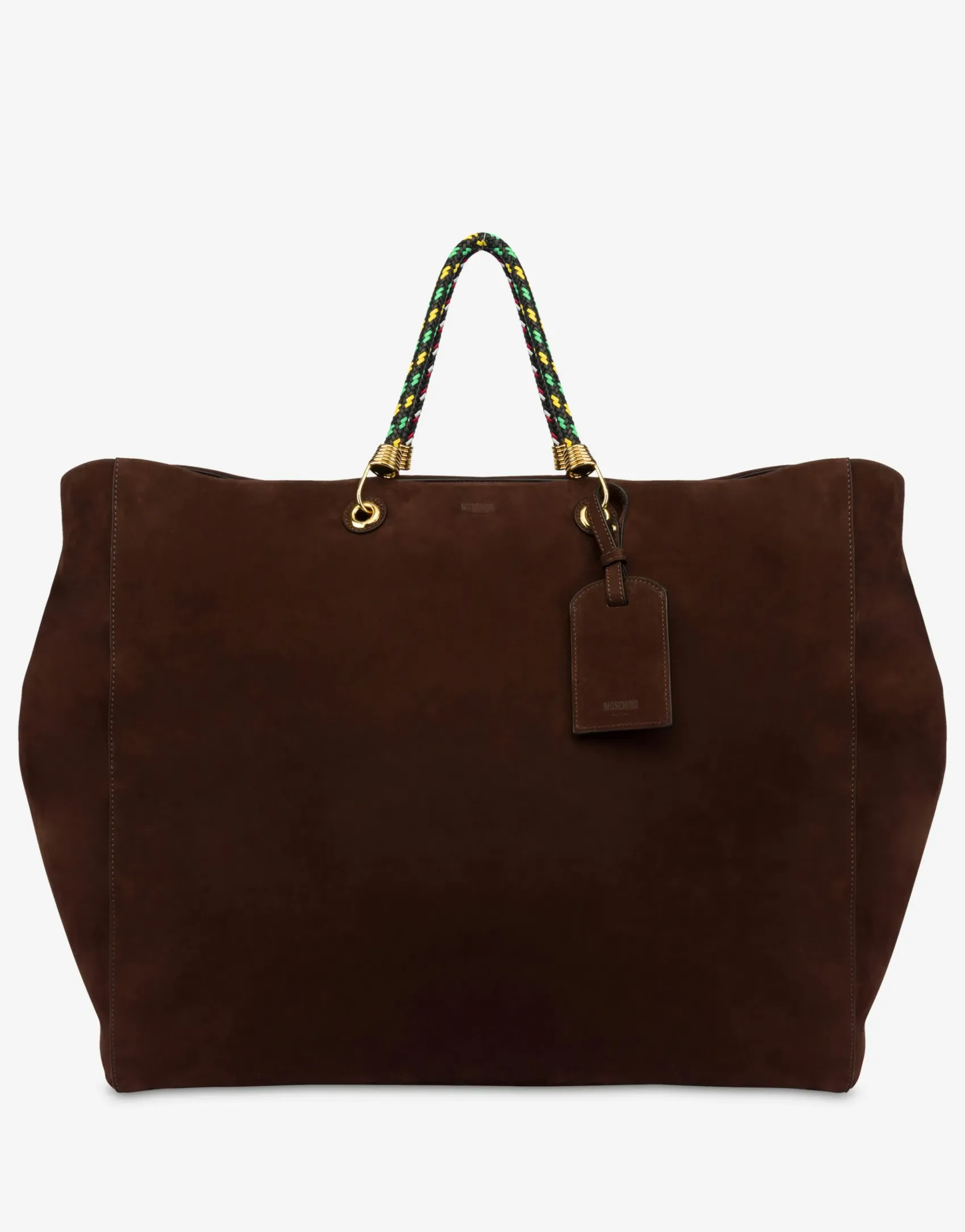 Moschino Handbags|Bags & Backpacks^Large Braided Cord Suede Shopper DARK BROWN