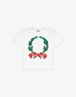 Moschino Girl^Laurel Crown maxi jersey t-shirt WHITE