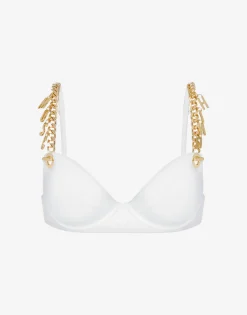 Moschino Swimwear^Lettering Charm Bikini Top WHITE