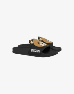 Moschino Girls Shoes|Girl^Maxi Teddy Patch PVC pool sliders BLACK