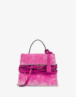 Moschino Handbags^Tie Me bag in velvet Small FUCHSIA
