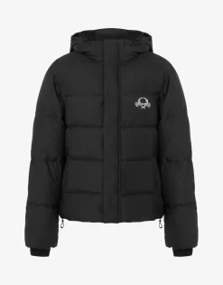 Moschino Coats & Outerwear^Nylon Puffer Jacket Laurel Crown Logo BLACK