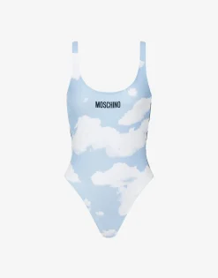 Moschino Swimwear^One-piece swimsuit Clouds and Check SKY BLUE