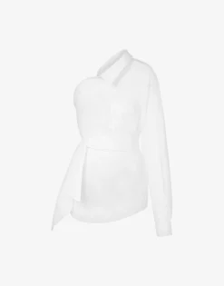 Moschino Shirts & Tops^One-Shoulder Stretch Poplin Shirt WHITE