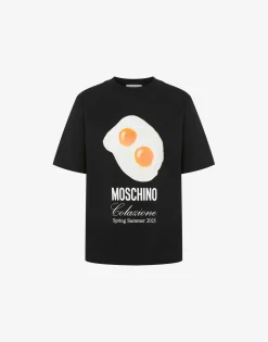 Moschino T-shirts & Sweatshirts^Organic Jersey T-shirt Eggs Print BLACK