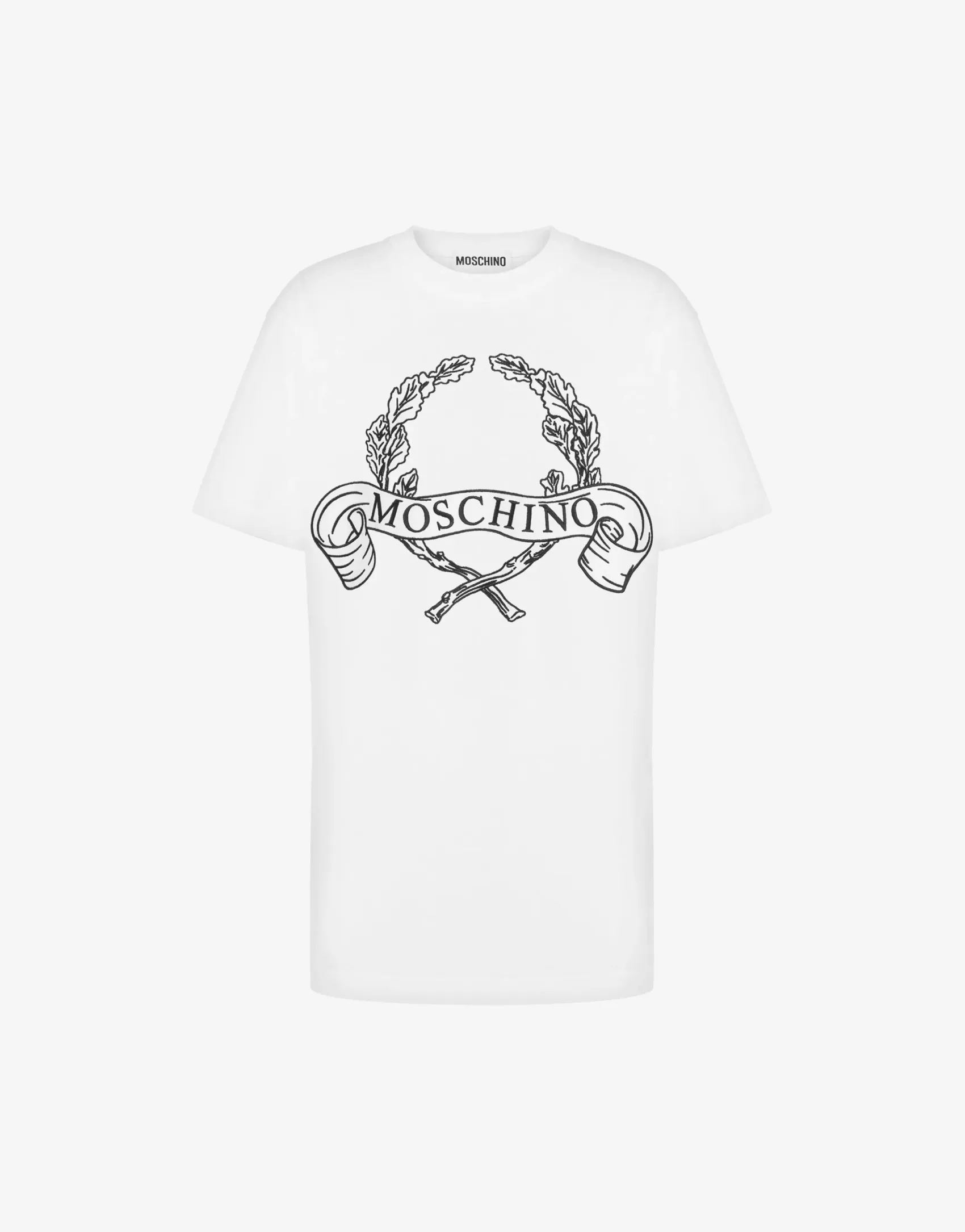 Moschino T-shirts & Sweatshirts^Organic Jersey T-shirt Laurel Crown Logo WHITE
