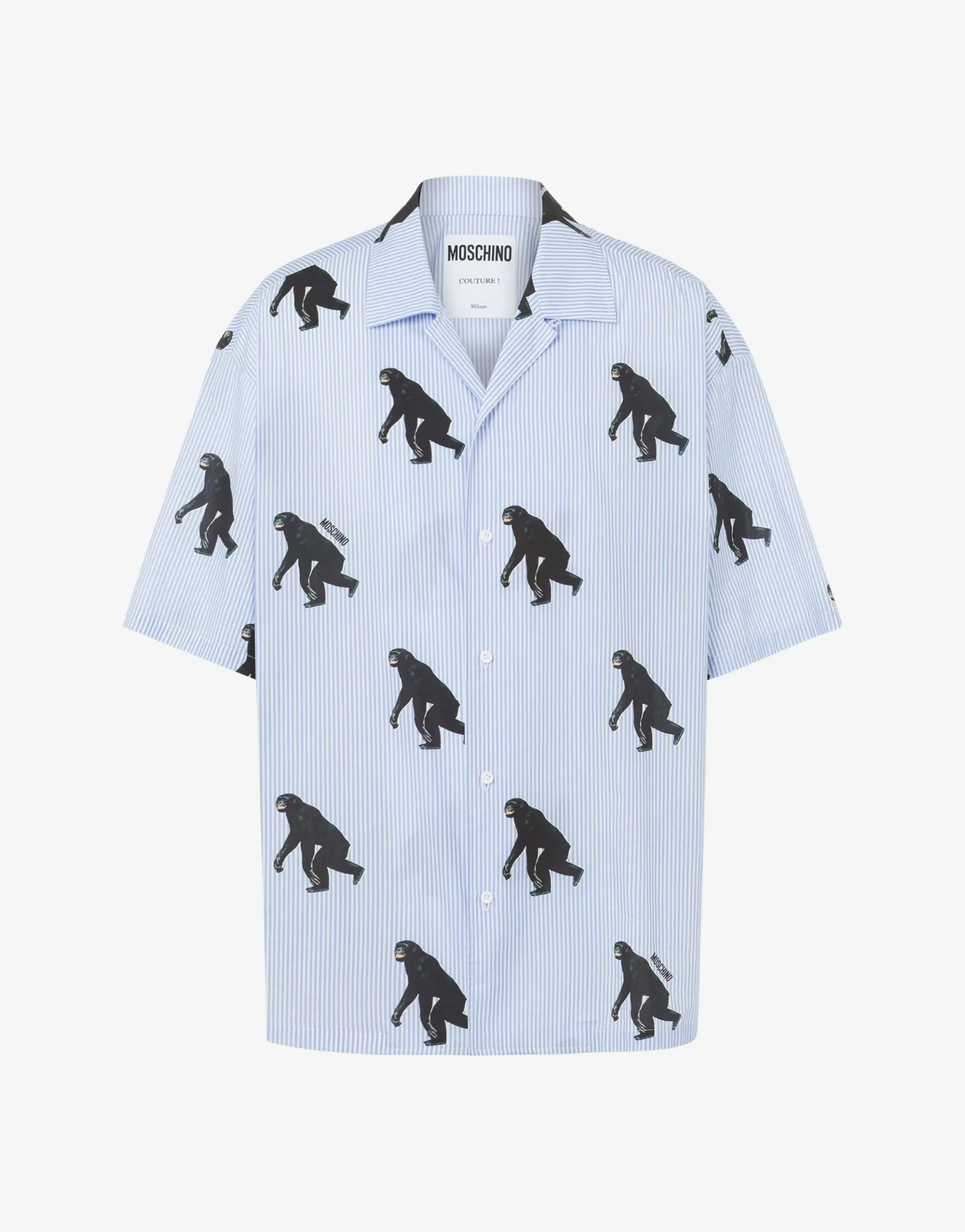 Moschino Shirts^Poplin Shirt Allover Chimpanzee AZURE
