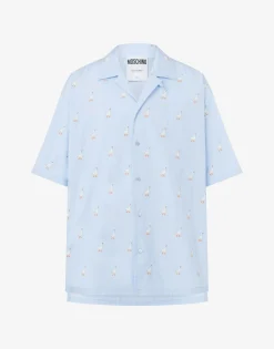 Moschino Shirts^Poplin Shirt Allover Goose AZURE