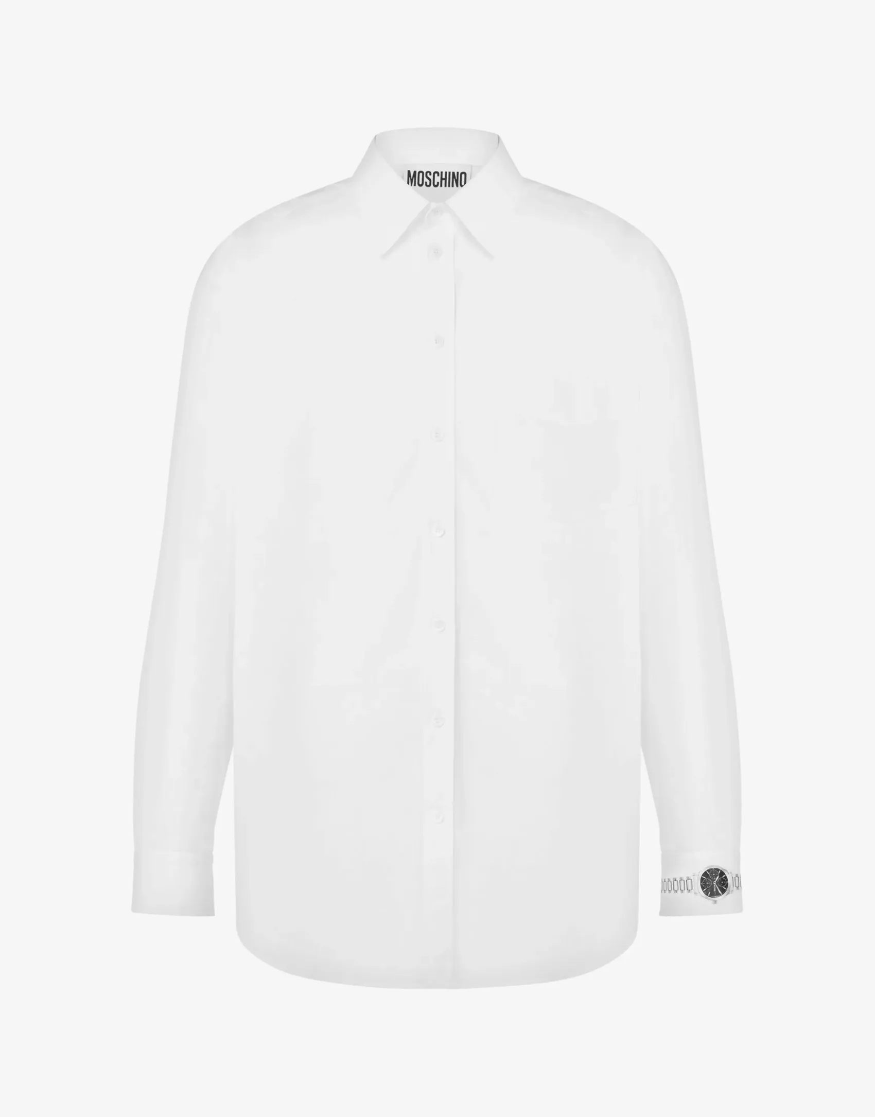 Moschino Shirts^Poplin Shirt Wristwatch Print WHITE