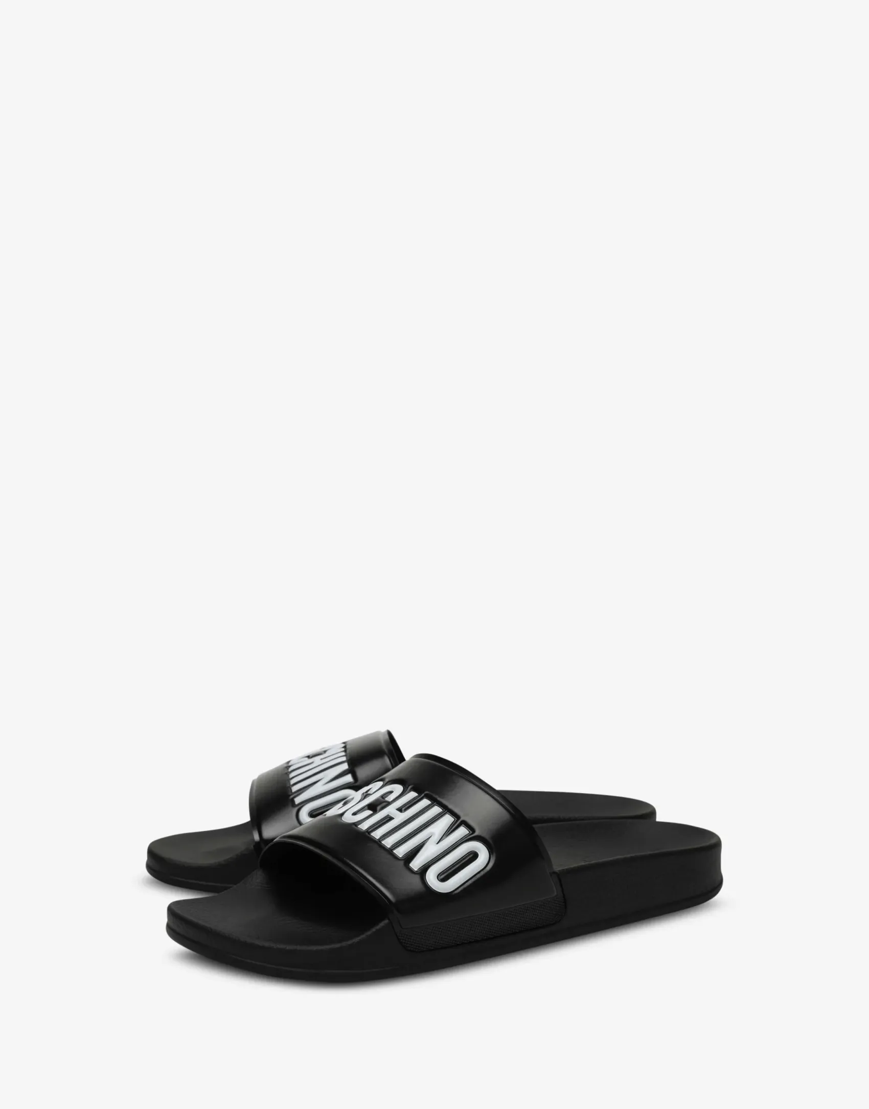 Moschino Sandals & Mules^PVC pool slides with logo BLACK
