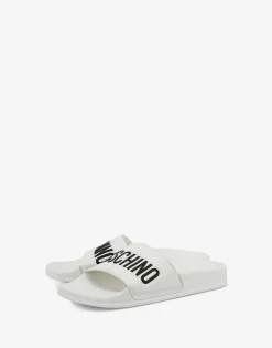 Moschino Sandals & Mules^PVC pool slides with logo WHITE