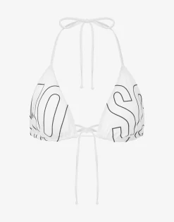 Moschino Swimwear^Rubber Logo Triangle Bikini Top WHITE