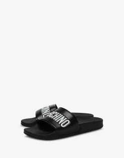 Moschino Sandals & Mules^Rubber pool slides with logo BLACK