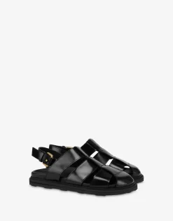 Moschino Sandals & Mules^Sandals in brushed calf leather Sporty BLACK