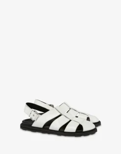 Moschino Sandals & Mules^Sandals in brushed calf leather Sporty WHITE