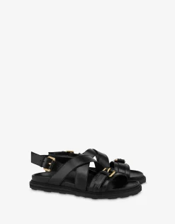 Moschino Sandals & Mules^Sandals in calf leather with buckles BLACK