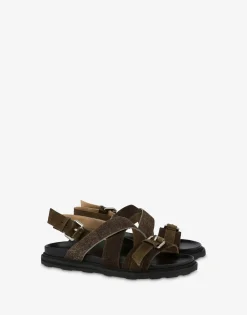 Moschino Sandals & Mules^Sandals in suede with buckles BROWN