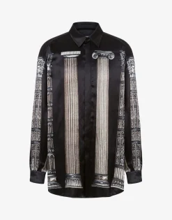 Moschino Shirts^Satin Shirt Italian Columns BLACK