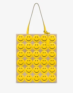 Moschino Tote^Shopper in suede Allover Smiley® YELLOW